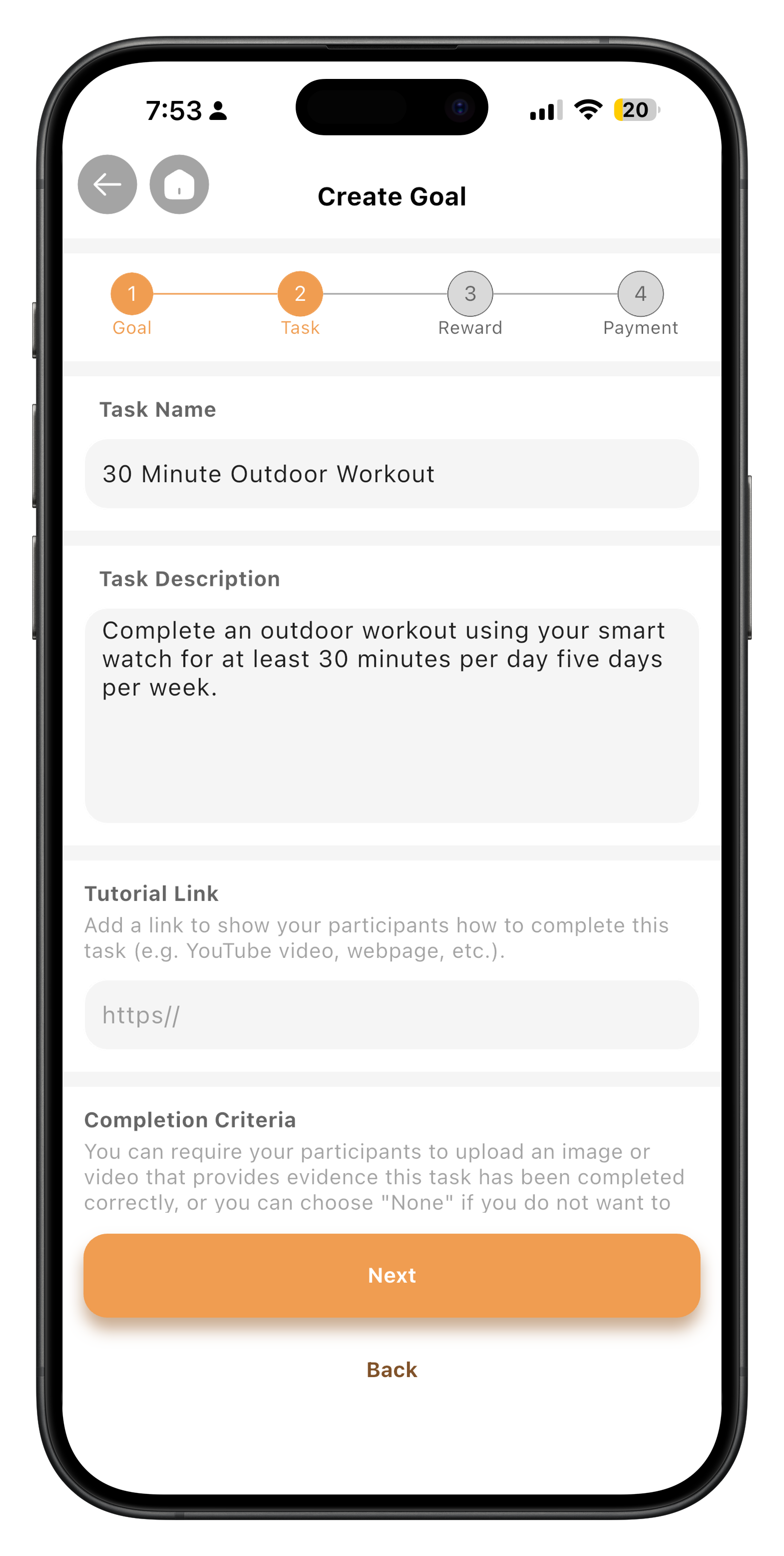 Create goal step 9